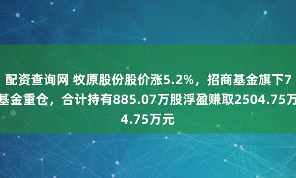 配资查询网 牧原股份股价涨5.2%，招商基金旗下7只基金重仓，合计持有885.07万股浮盈赚取2504.75万元