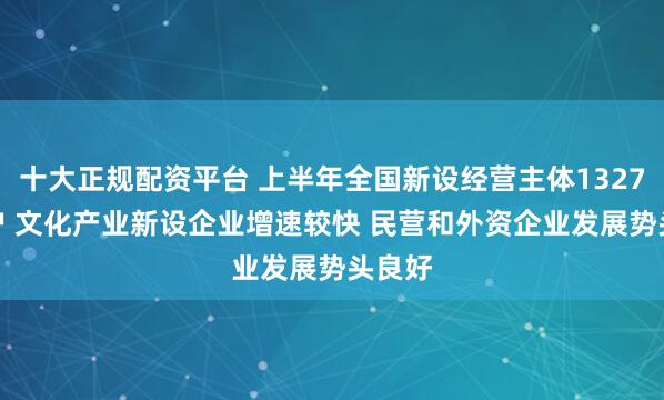十大正规配资平台 上半年全国新设经营主体1327.8万户 文化产业新设企业增速较快 民营和外资企业发展势头良好
